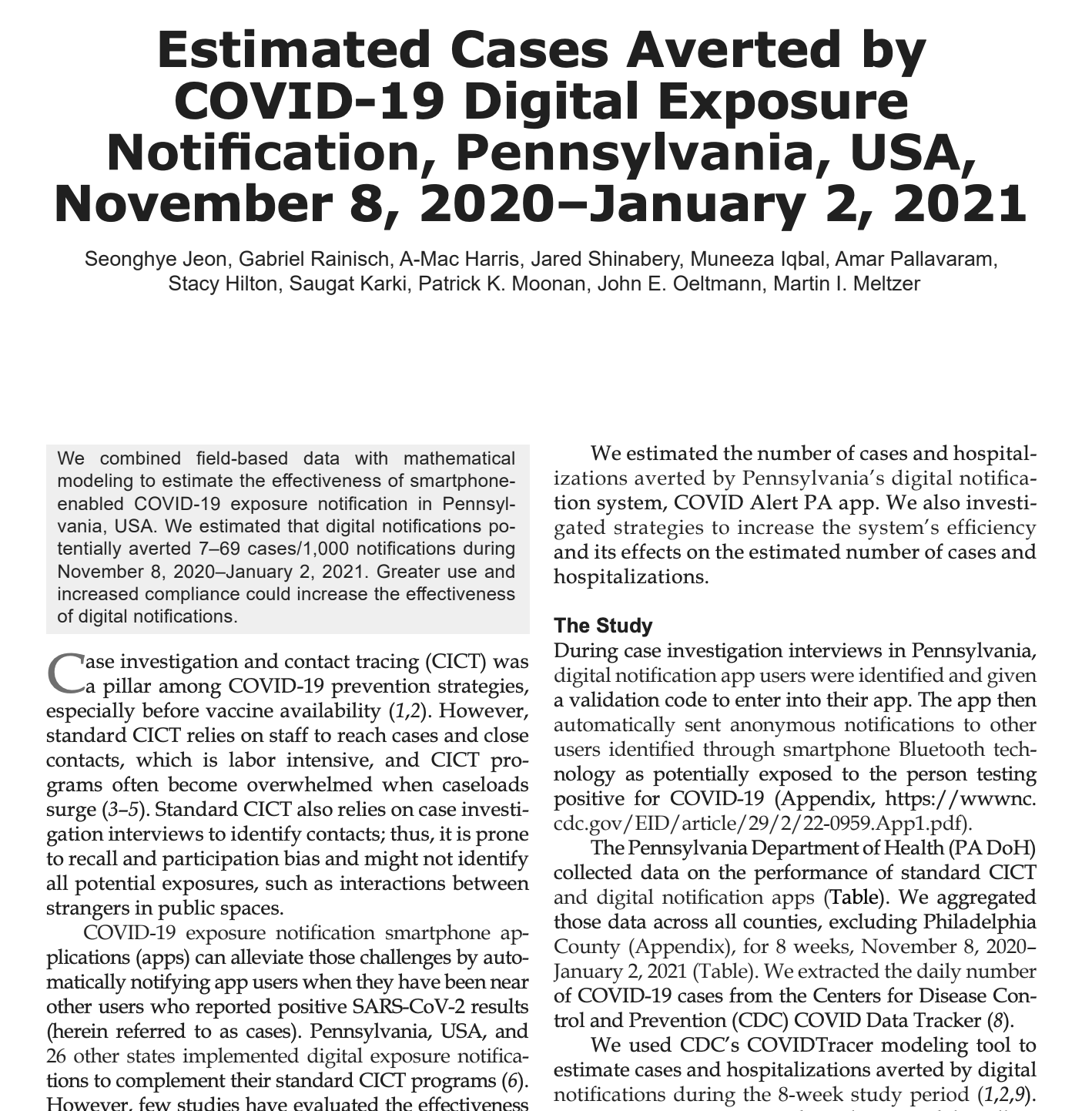 CDC Pennsylvania Exposure Notification Study
