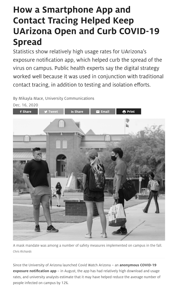 University of Arizona Exposure Notification Pilot